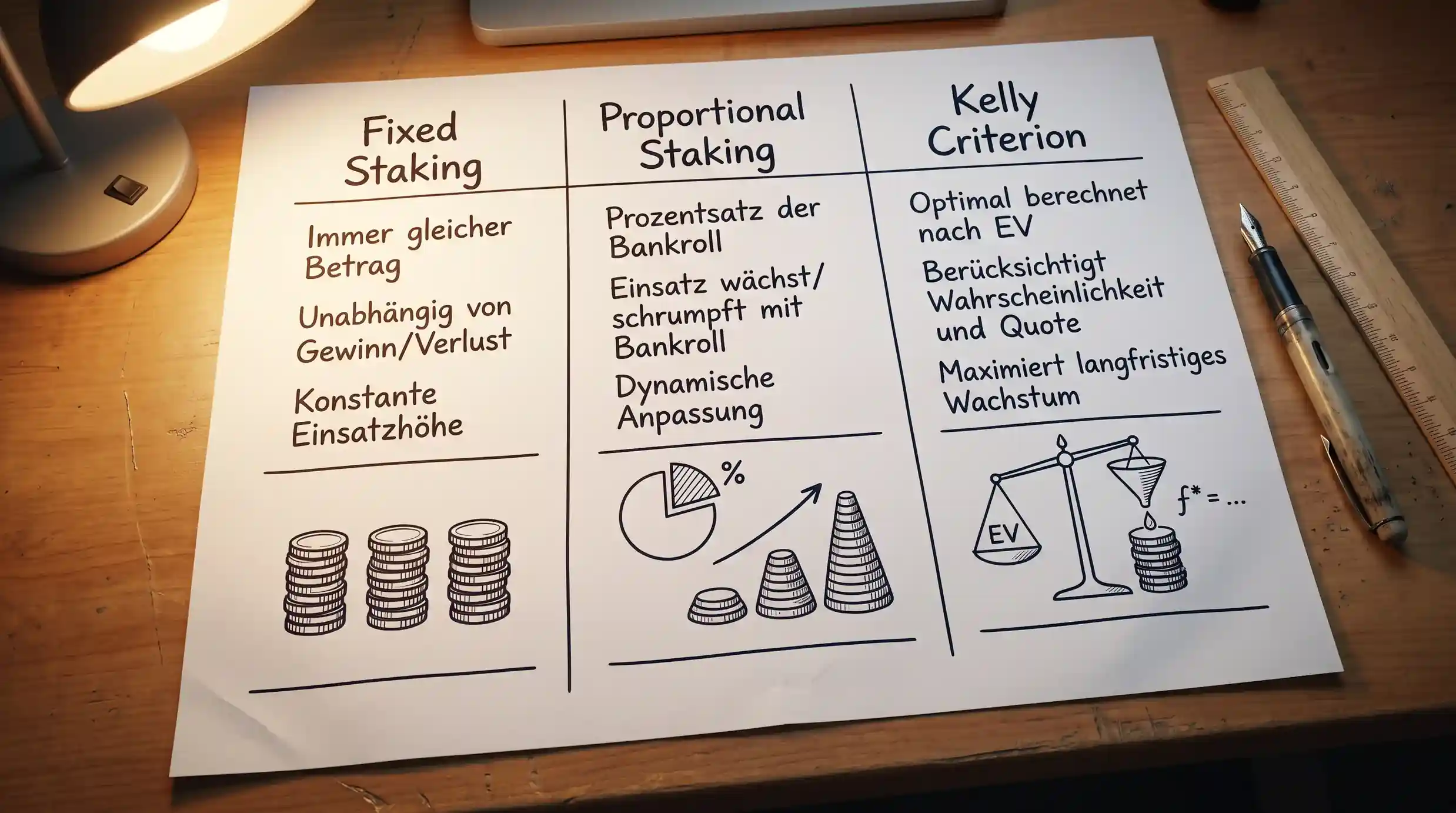 Staking-Methoden fuer Feldhockey-Kombiwetten – Fixed Staking vs. Kelly Criterion im Vergleich