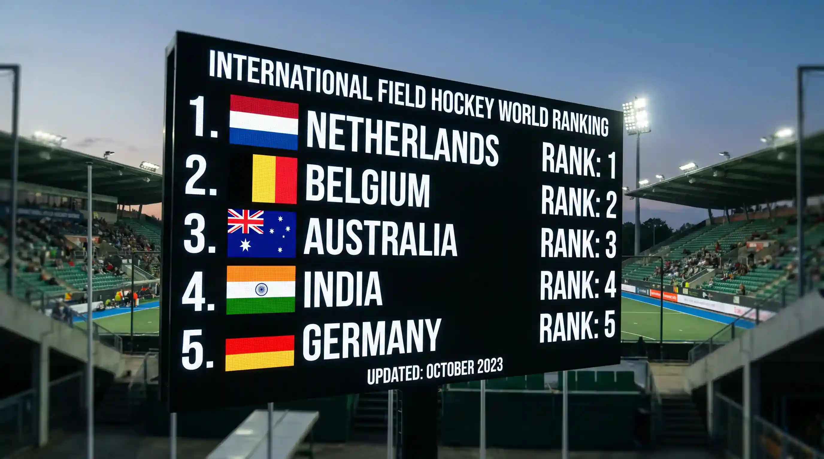 Internationale Top-Teams im Herren-Feldhockey: Niederlande, Belgien, Australien, Indien und Deutschland im Quotenvergleich