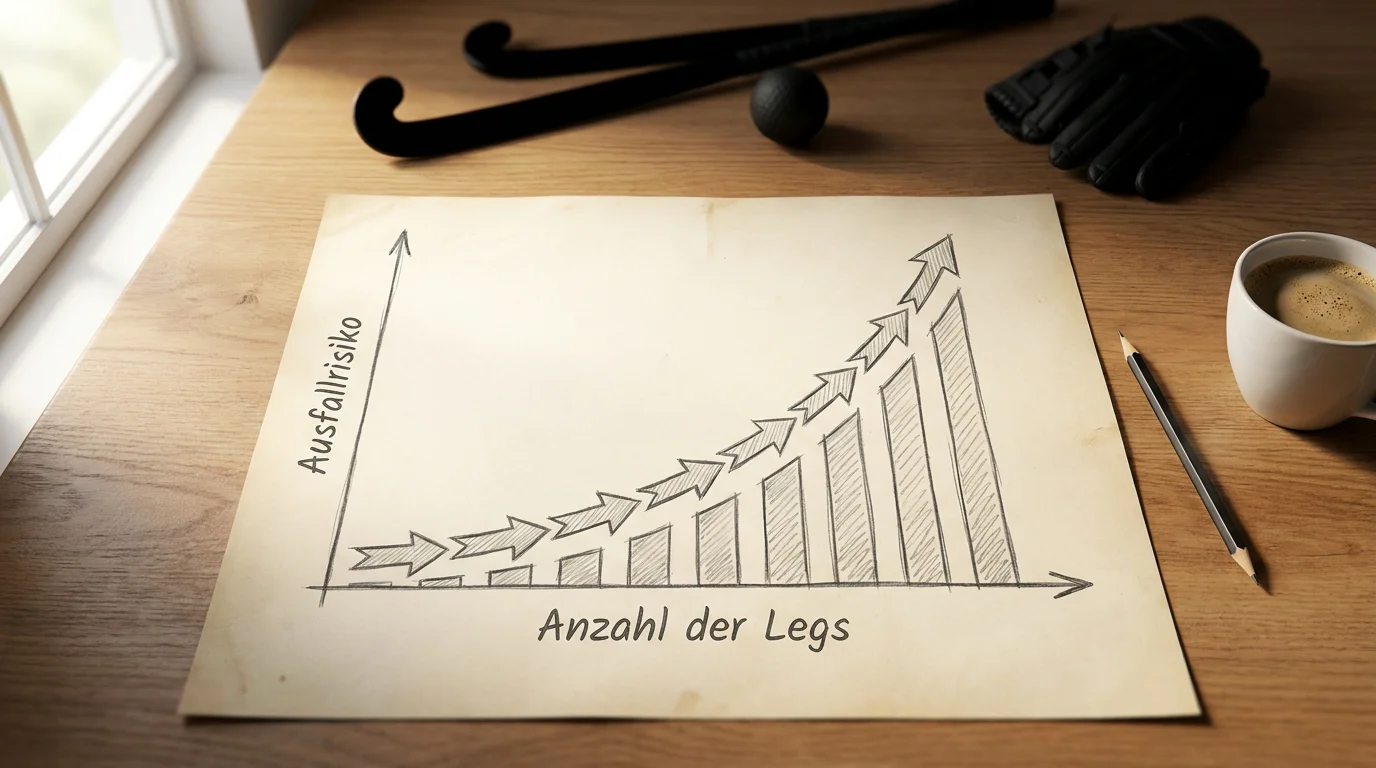 Grafik zeigt exponentiell steigendes Verlustrisiko bei steigender Anzahl von Kombiwetten-Legs