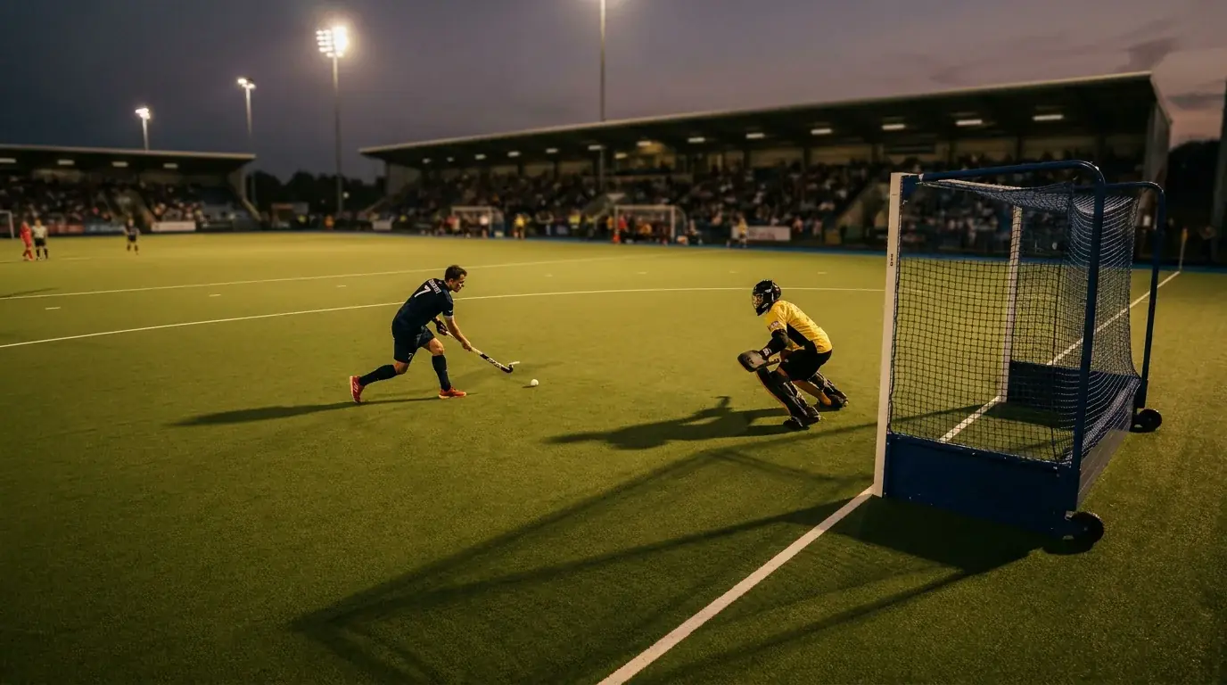 Feldhockey Shootout Direktentscheidung: Stürmer gegen Torwart im Penalty-Shootout nach regulärer Spielzeit
