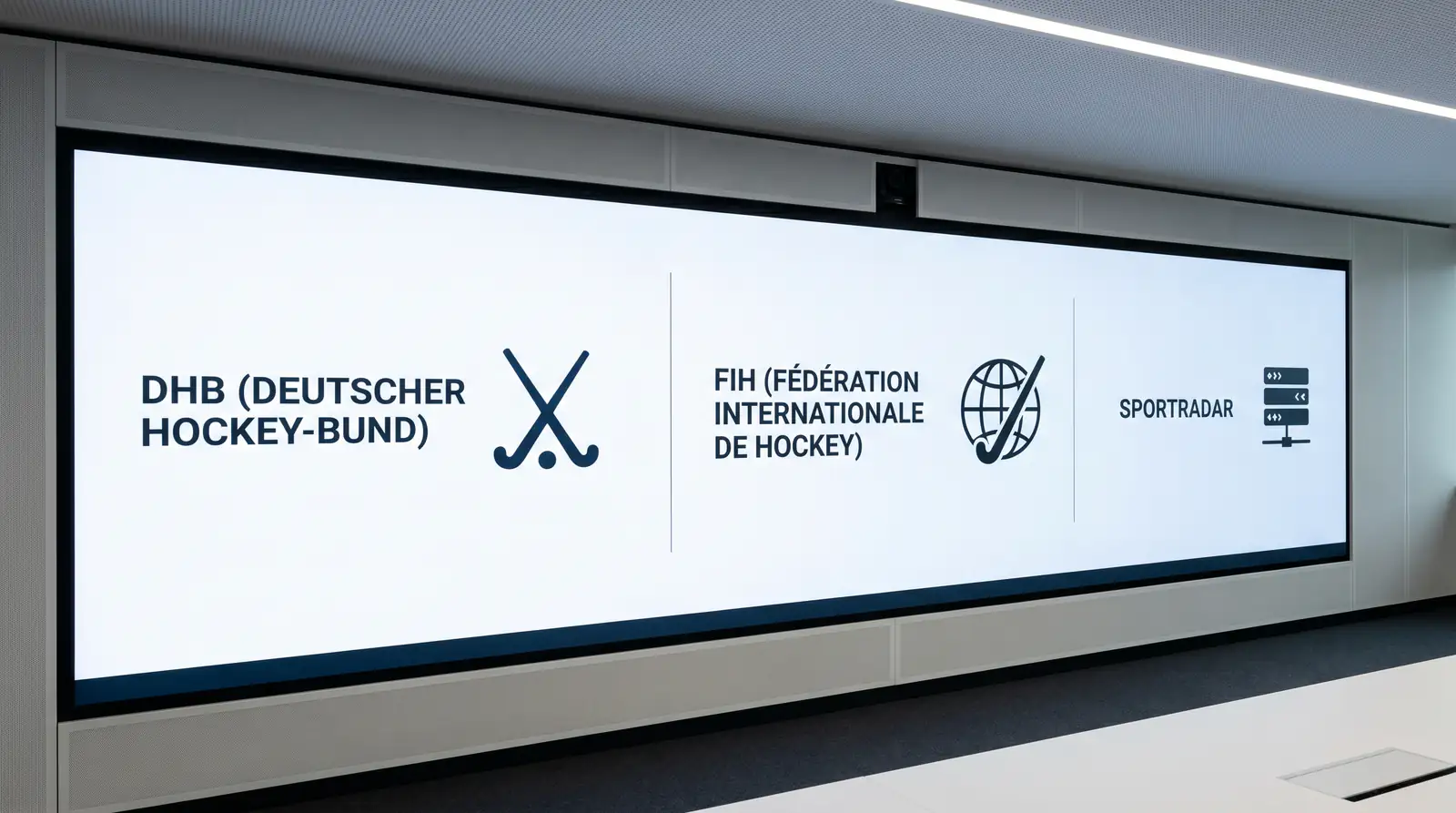Logos der wichtigsten Feldhockey-Datenquellen: DHB, FIH und Sportradar für Kombiwetten-Analyse