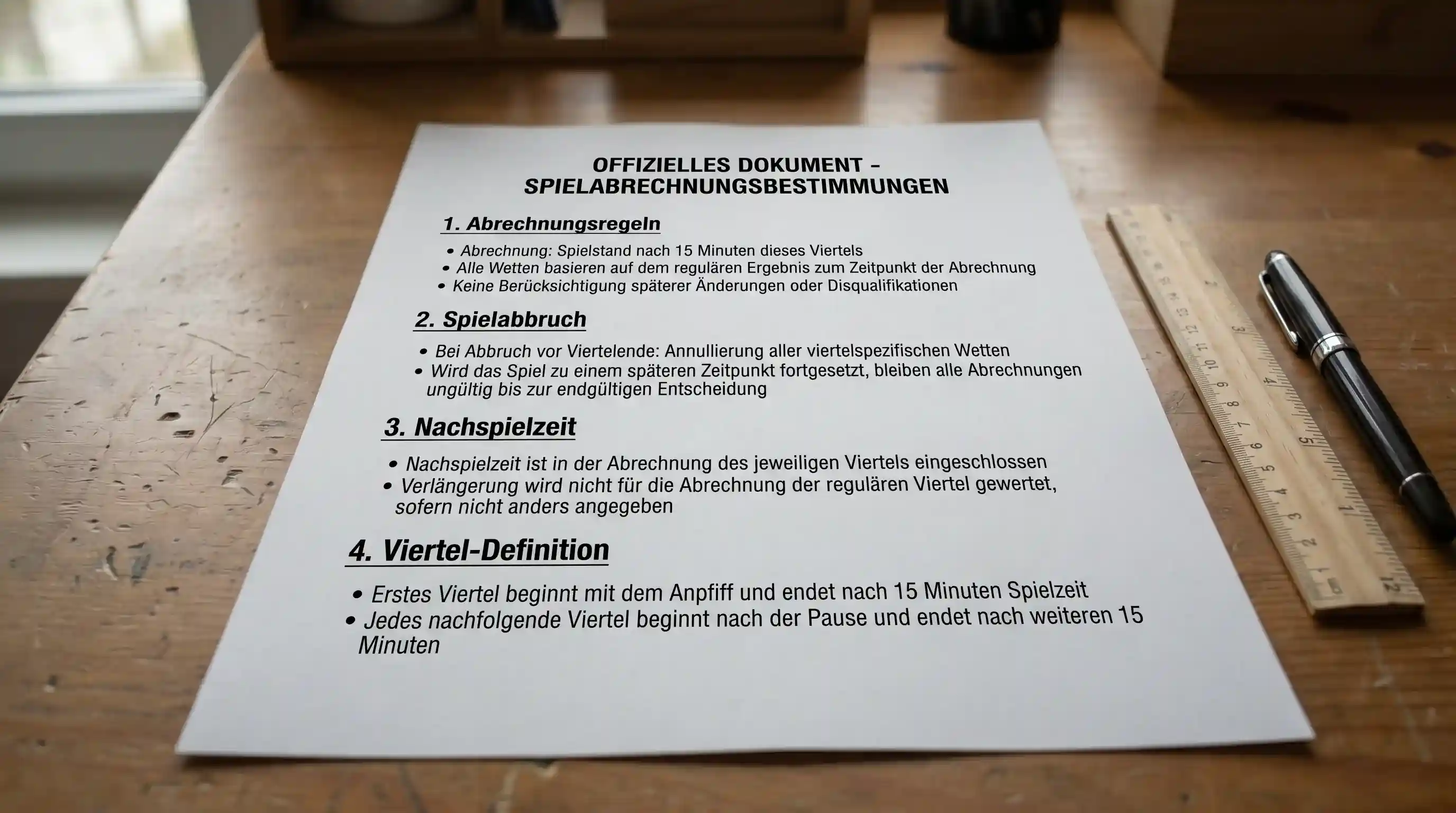 Abrechnungsregeln bei Feldhockey Viertelzeit-Wetten – was bei Unterbrechungen und abweichenden Spiellaengen gilt