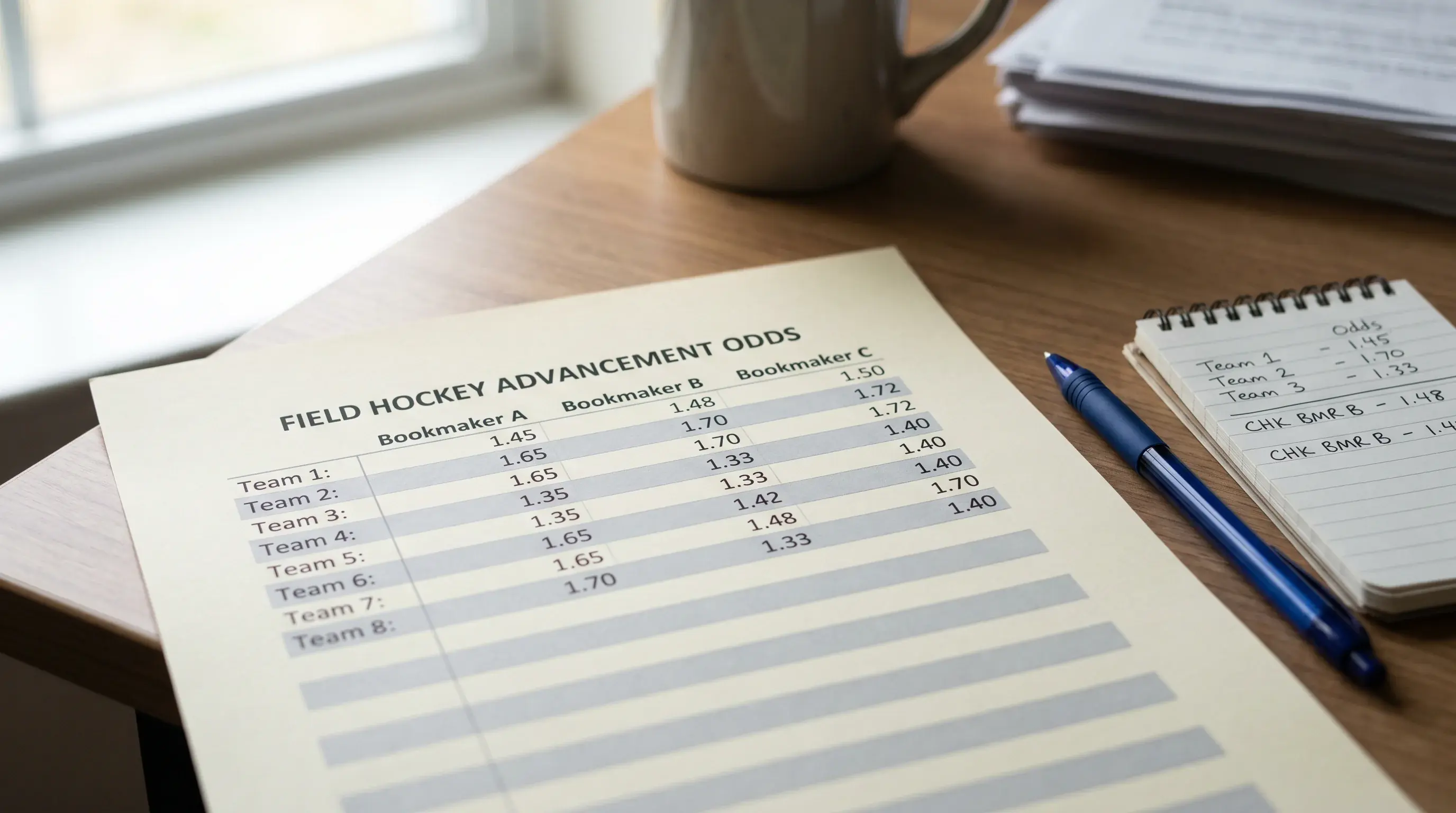 Quotenvergleich Feldhockey Weiterkommen-Wetten zwischen verschiedenen GGL-lizenzierten deutschen Buchmastern