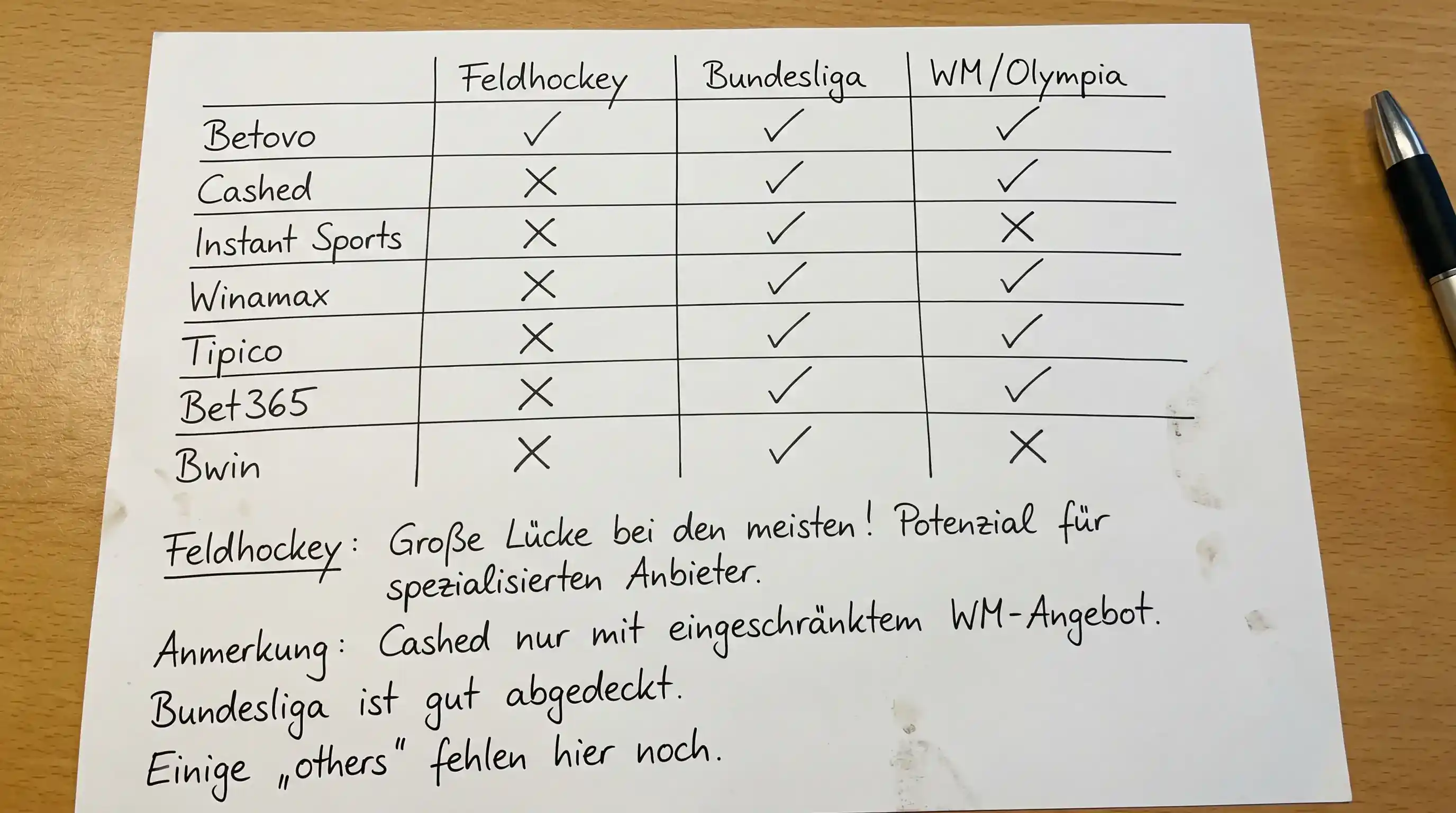 Marktüberblick Feldhockey Sportwetten Deutschland – Anbieter und Marktabdeckung 2026